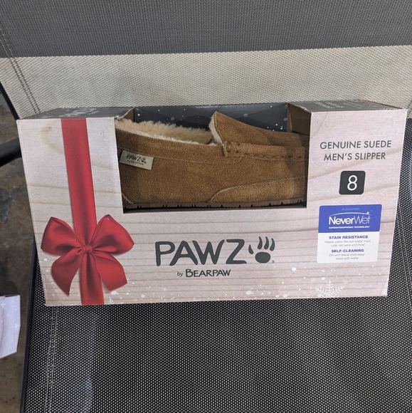NIB men's bear baw suede and wool slippers hickory chestnut size 13 - Picture 9 of 13